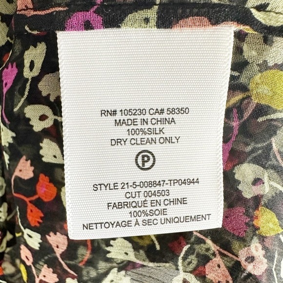 Joie Epworth Long Sleeve Sheer Button Blouse Black Caviar Size XXS - Picture 7 of 12